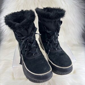 Sorel Black Winter Boots with Faux Fur